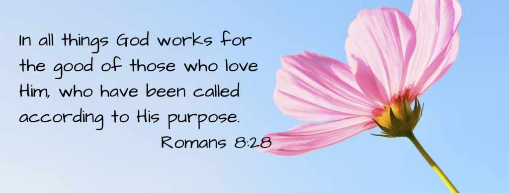 In all things God works for the good of those who love Him, who have been called according to His purpose.